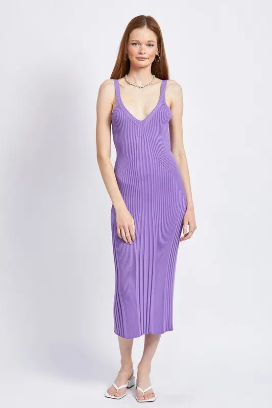 Open Back Ribbed Knit Dress online