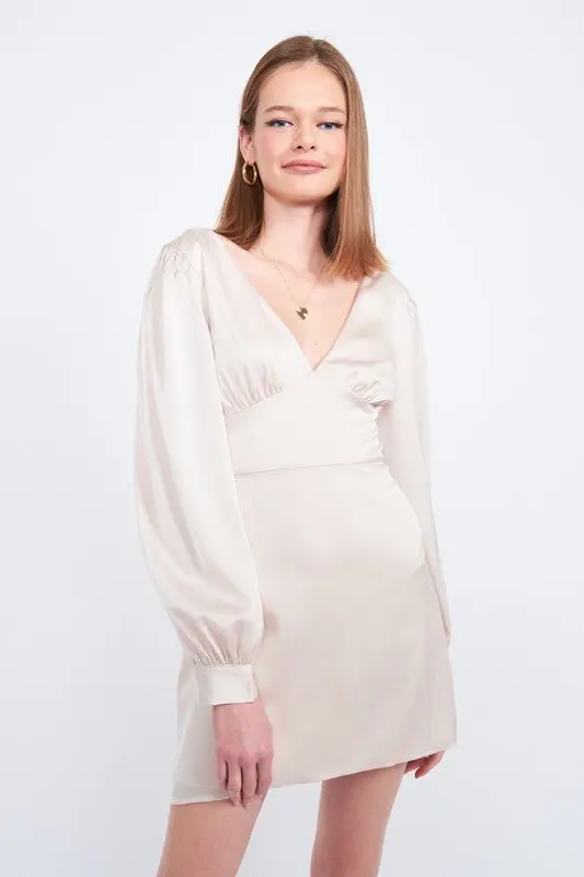 Satin V Neck Mini Dress online